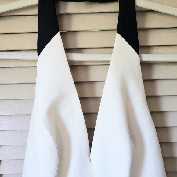 🌱 NWT Halston Heritage A-Line Printed Halter Mini Dress White Size XS/2 - Picture 5 of 12